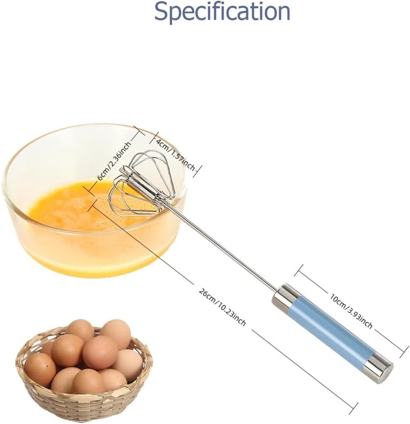 Avykalox 2 Pack Semi Automatic Whisk, Stainless Steel Mini Hand Push Whisks for Cooking, Easy to Use Hand Mixer Egg Beater Wisking Tool for Cooking, Whisking, Beating, Stirring - Image 3